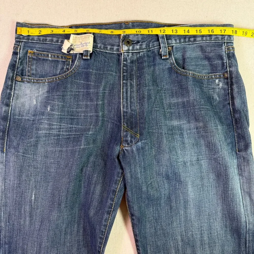 Vtg Y2K Polo Ralph Lauren Jeans Colton Bootcut Men's 36x32 Low Rise Distressed